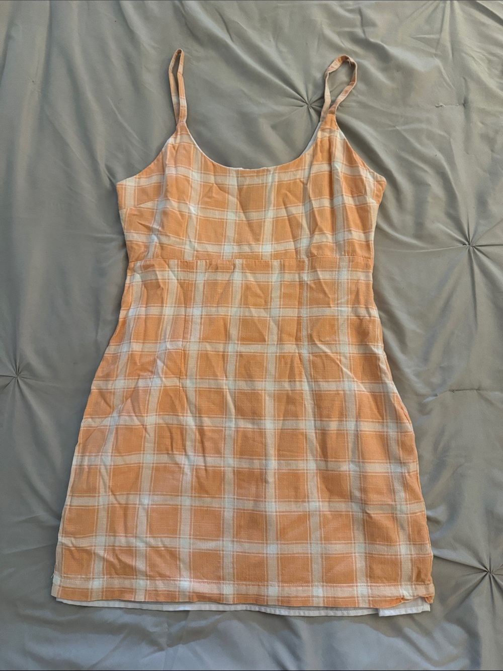 Forever 21 Peach and White Plaid Mini Dress